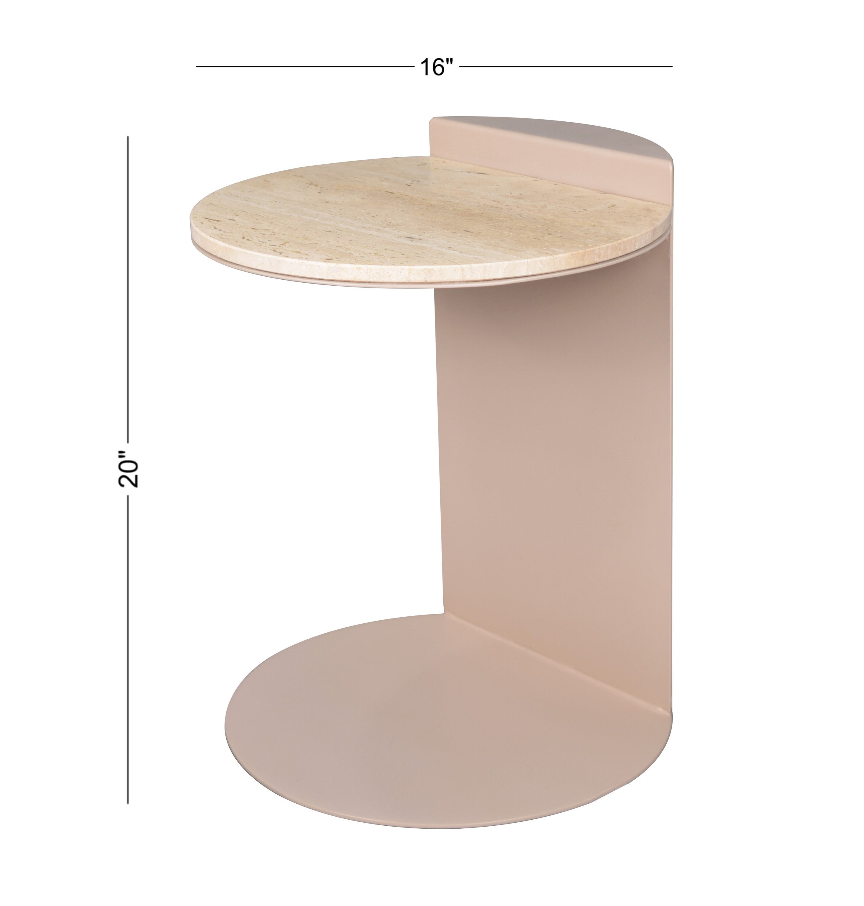 Evelyn Contemporary Natural Marble/Metal Handmade C-Shaped End Table